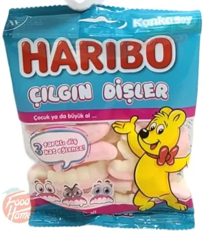 Haribo cilgin disler teeth shaped gummy candy in 80-gram bags (case of 24)