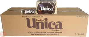 Gandour Unica wafers coated with milk chocolate, 24x18-gram in wrapper in display box (master case of 14)