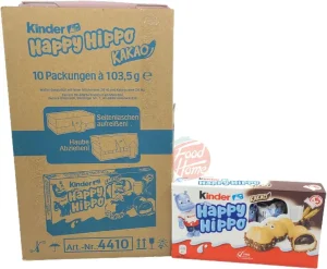 Kinder Happy Hippo kakao hazelnut filled biscuits, 5-individually wrapped in 20.7-g box (case of 10)