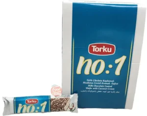 Torku no.1 milk chocolate coated wafer with coconut cream, 24 x 35-gram wrappers in box