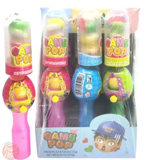 Candy Bell lollipop, push button rotating, 12x23-gram shaped plastic in display