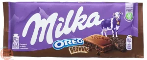 Milka Oreo brownie milk chocolate 100-gram candy bars in display box (case of 22)
