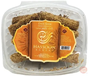 Hassoon Bakery date kaak with cardamom 10-ounce plastic tub (case of 24)