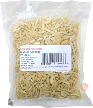 Shoppers Wholesale slivered almonds 300-gram bags (case of 24)
