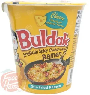 Samyang Buldak Cheese spicy chicken ramen cup, stir-fried, 2.46-ounce / 70-gram cups 6-pack tray