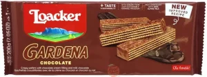 Loacker Gardena chocolate; wafers with chocolate cream filling, 200-gram wrappers in tray (case of 10)