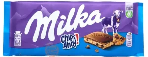 MIlka Chips Ahoy! milk chocolate candy bar, 100-gram in wrappers in tray (case of 22)