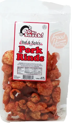 O' My Snacks! hot & spicy pork rinds, 3.75-ounce bag (case of 12)