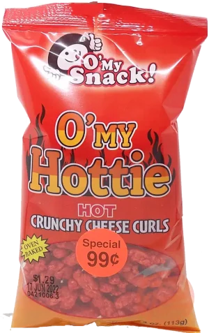 O' My Snacks! O' My Hottie hot crunchy cheese curls, oven baked 4-ounce bag (case of 24)