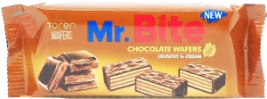 Mr. Bite chocolate wafers, crunchy & cream 38-gram wrapper (case of 24)