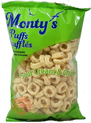 Monty's soufiles sour cream & onion puffs 7-ounce bag (case of 12)