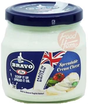 Bravo spreadable cream cheese 250-gram glass jar, case of 20 in display box