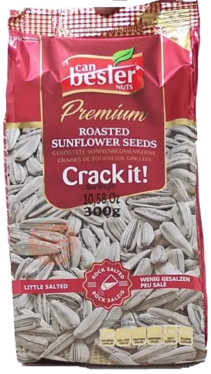Besler can roasted white sunflower seeds, little salted, 300-gram bag (case of 16)