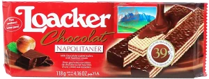 Loacker Chocolat Napolitaner milk chocolate coated wafers with hazelnut cream 118-gram wrapper in box (case of 16)