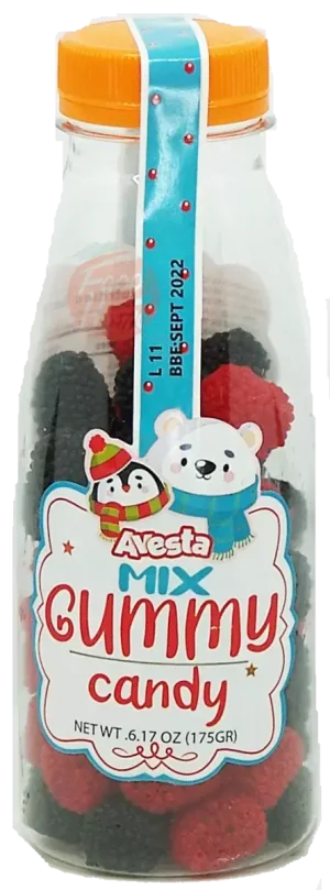 Avesta mix gummy candy in plastic bottle 175-gram in box (case of 24)