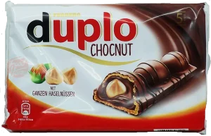 Ferrero duplo chocnut chocolate wafer bar with hazelnut, 5-count package in wrapper, 26-grams (case of 14)