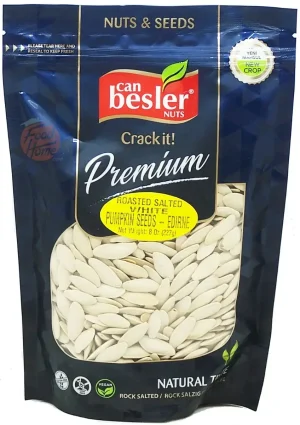 Besler Crack It! pumpkin seeds, white roasted and salted, 10 x 8-ounce bags