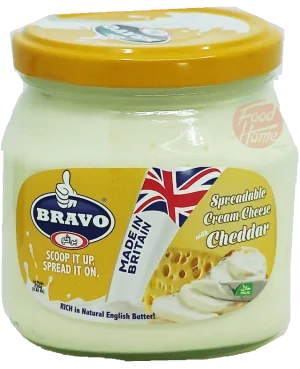 Bravo cheddar cream cheese, spreadable, 250-gram glass jars (case of 20)