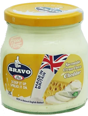 Bravo cheddar spreadable cream cheese, 500-gram glass jars (case of 6)