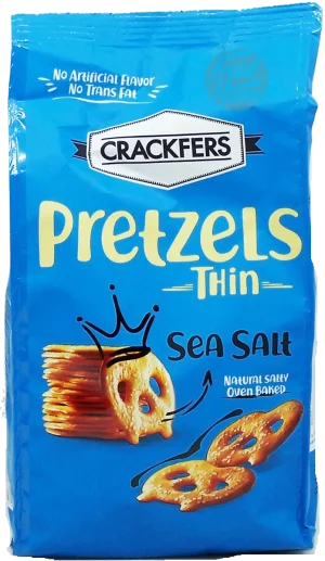 Crackfers Thin sea salt pretzels, oven baked, 12.3-ounce bags (case of 12)
