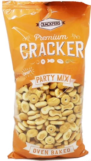 Crackfers Party Mix assorted shape small crackers, oven baked, 10.6-ounce bags (case of 12)