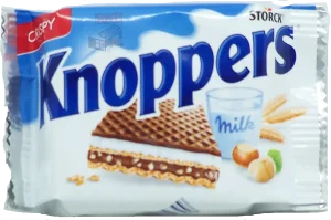 Storck Knoppers crispy milk chocolate wafers, 25-gram wrappers (case of 24)