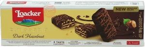 Loacker Patisserie dark hazelnut crispy wafer biscuits, 100-gram boxes (case of 12)