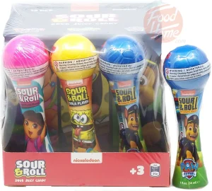 Sweetbox Factory Sour & Roll sour juicy candy shaped plastic, nickelodeon theme, 12-count display box