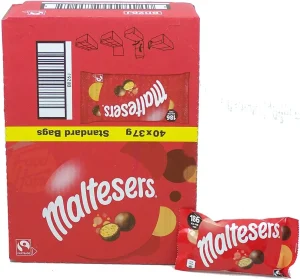 Maltesers chocolate covered malt balls, 37-gram bags (case of 40)