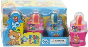 Bobbo Pops dip lick candy with random flavors 12 x 32-gram shaped plastic in display tray (case of 12)