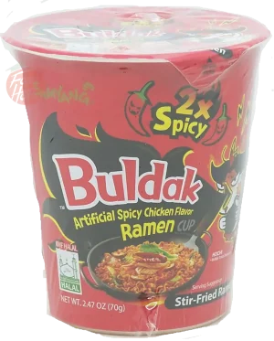 Samyang Buldak chicken flavor stir-fry ramen, 2x spicy, 2.47-ounce microwave cups (case of 6)