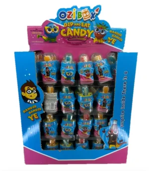 Ozi Box dip & eat various flavor powder candy 32-gram plastic sucker (display of 96)