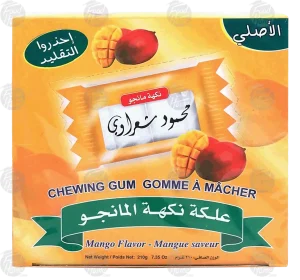 Mahmoud Sharawi mango flavor chewing gum, 100-packets 7.35oz display boxes (case of 24)