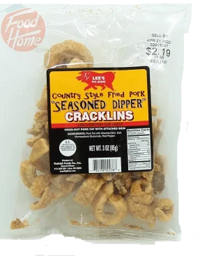 Lee's Pig Skins country style fried pork 3oz bag (case of 24)