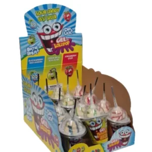 Bobbo gel lollipop sour candy; blue raspberry, green apple, strawberry; 12x45-gram plastic toy (master case of 12)