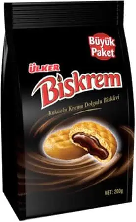 Ulker Biskrem cocoa cream filled biscuits in 7.2-ounce bag (case of 12)