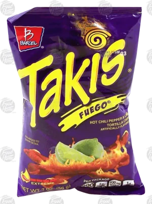Barcel Takis Fuego; chili pepper & lime tortilla chips, 2-ounce bags 42pk Box