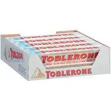 Toblerone of Switzerland swiss white chocolate with honey & almond nougat candy bar, 100-gram box (case of 20)