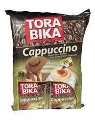 Tora Bika cappuccino dry mix, foam coffee with extra choco granule, 20x.88-oz sachets (case of 12)s