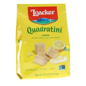 Loacker Quadratini lemon bite size cream filled wafer cookies, 250-gram / 8.19-ounce bags (case of 6)