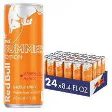 Red Bull The Amber Edition strawberry apricot flavor energy drink, 4 x 250-ml pack cans (tray of 6 x 4-packs)