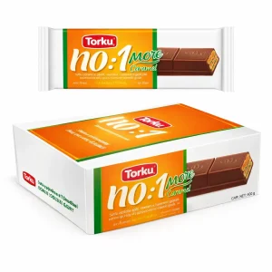 Torku no: 1 more; caramel milk chocolate coated wafer bar, 24x32-gram in wrapper (master case of 6)