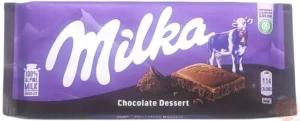 Milka chocolate dessert milk chocolate candy bar, 100-gram wrapper (case of 22)