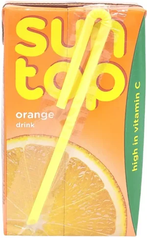 sun top orange drink with straw, 250-ml boxes 24-pack case in box