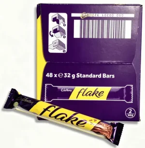 Cadbury Flake milk chocolate, crumbliest, 32-gram wrappers (case of 48)