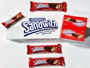 Elegance Sandwich chocolate coated wafer with hazelnut cream, 12 x 1.76-ounce / 50-gram in wrapper (case of 6)