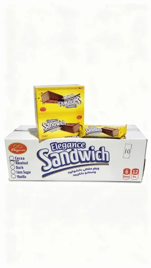 Elegance Sandwich chocolate coated wafer with Cocoa cream, 12 x 600-gram in wrapper