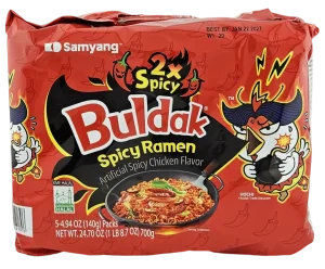Samyang Buldak 2x spicy ramen noodles, 5x4.94-ounce packs in box (case of 8)