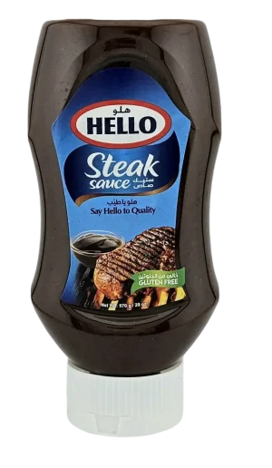 Hello steak sauce, 20-ounce / 570-gram stand up squeeze plastic bottle (case of 12)