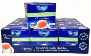 Tetley tea, black tea bag, orange pekoe, 300-bags, 33.3-ounces / 945-grams in a flip top box (tray of 12)